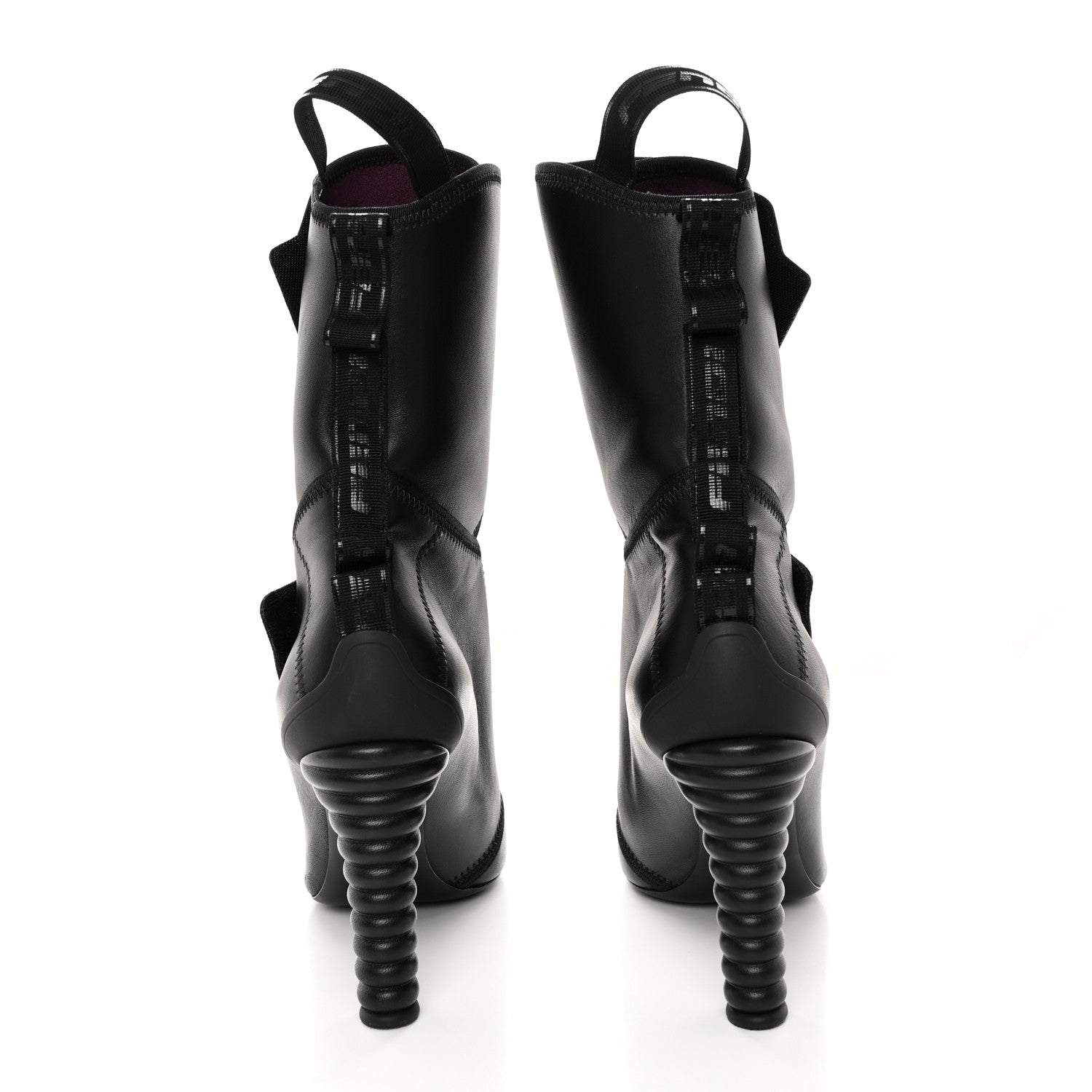 Fendi Vitello Logo Tape Promenade Ankle Boots 40 Black 5 of 13