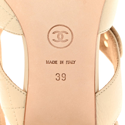 Chanel Calfskin Quilted CC Turnlock Sandals 39 Dark 39 White 16 of 17