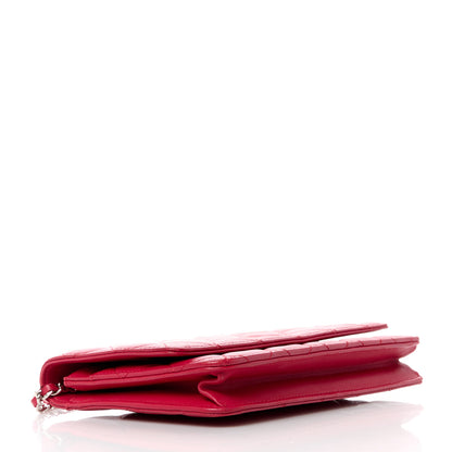 Chanel Lambskin Quilted Wallet On Chain WOC Dark Pink 4 of 12