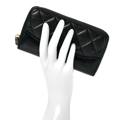 Chanel Aged Calfskin Quilted Small Gabrielle Zip Around Wallet Black 2 of 10