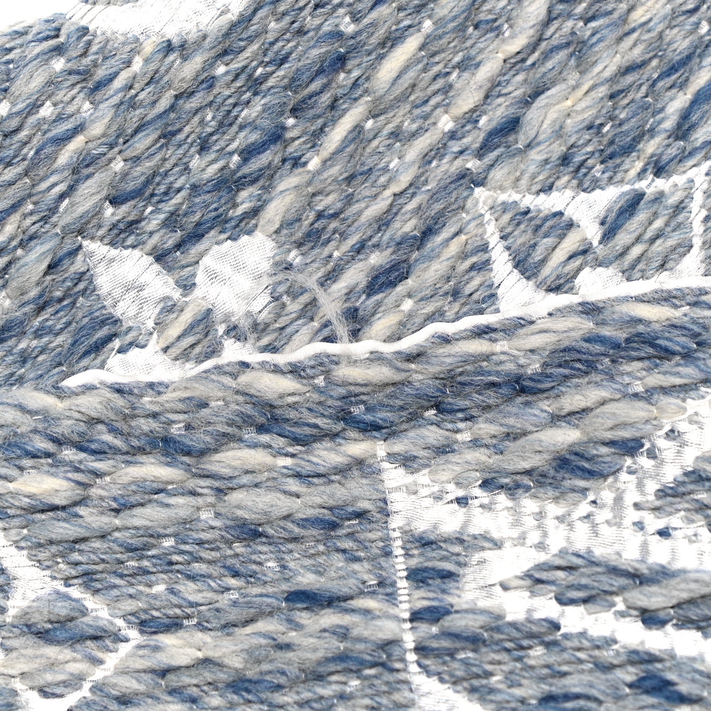 Wool Silk Logomania Scarf Denim Bleu