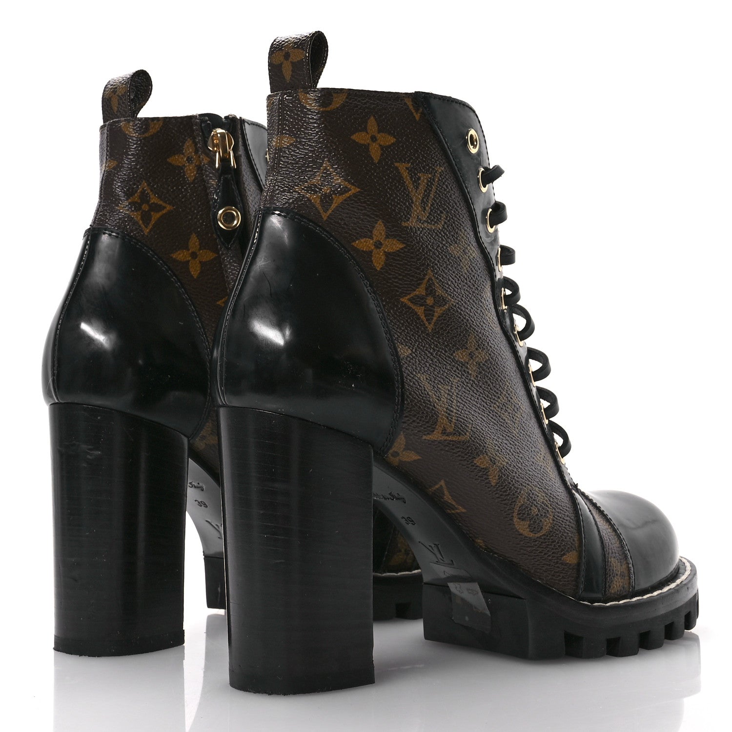 Louis Vuitton Patent Calfskin Monogram Star Trail Ankle Boots 39 Black 5 of 9