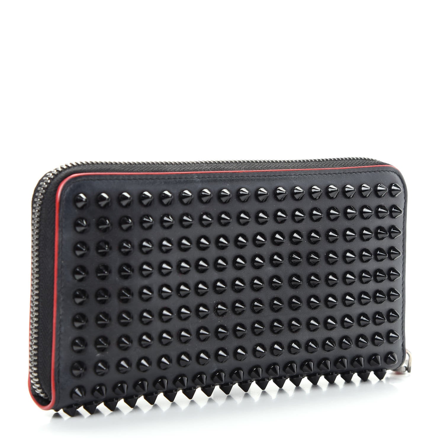 Christian Louboutin Calfskin Panettone Spiked Zip Around Wallet Black 3 of 6