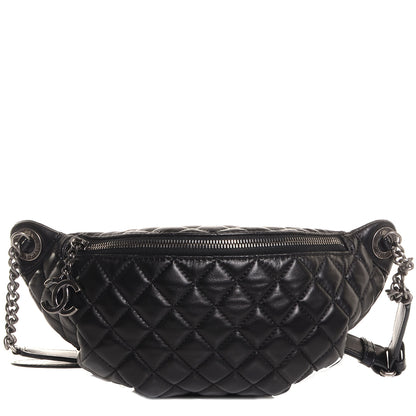 Chanel Lambskin Quilted Banane Waist Bag Fanny Pack Black 1 of 8