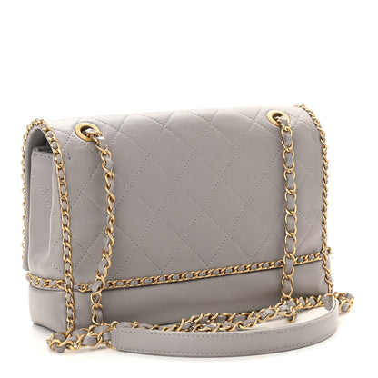 Chanel Calfskin Stitched Chain Flap Grey 3 of 11