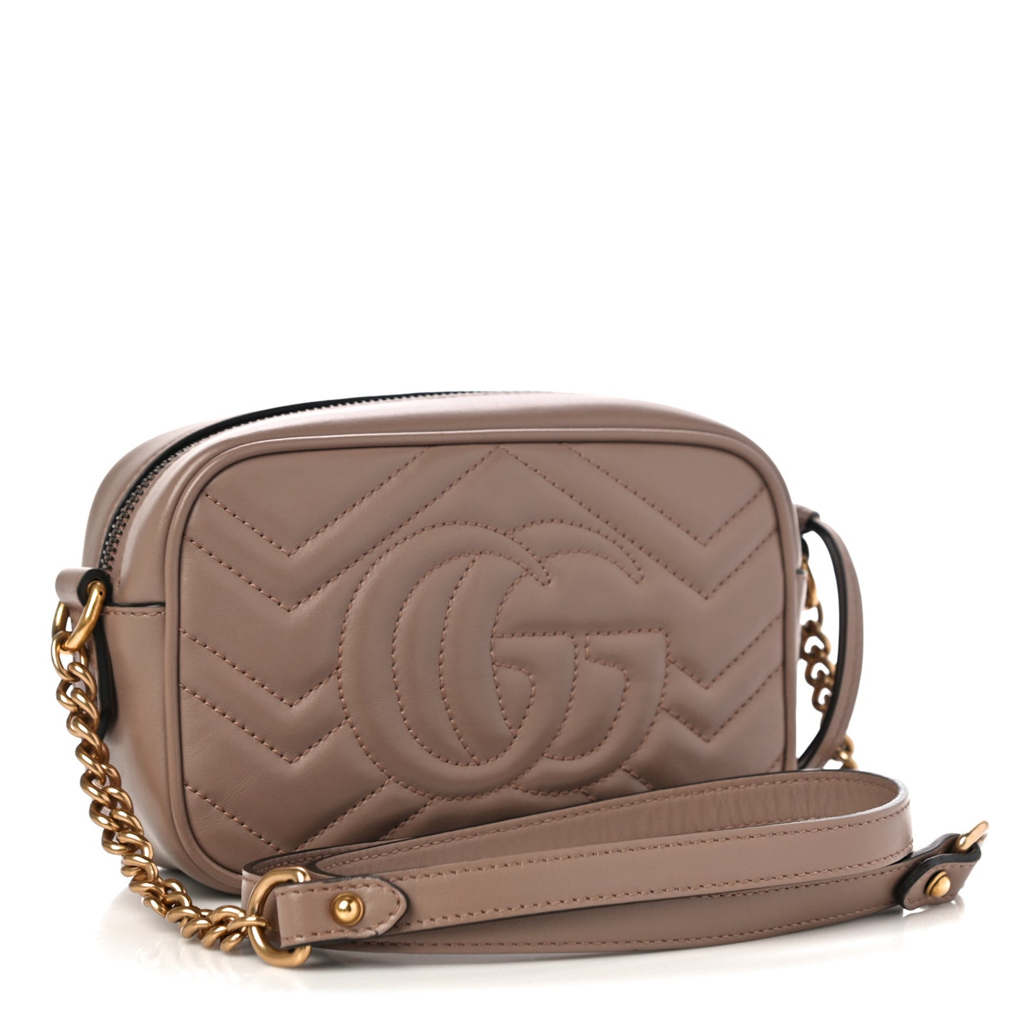 Calfskin Matelasse Mini GG Marmont Chain Shoulder Bag Porcelain Rose