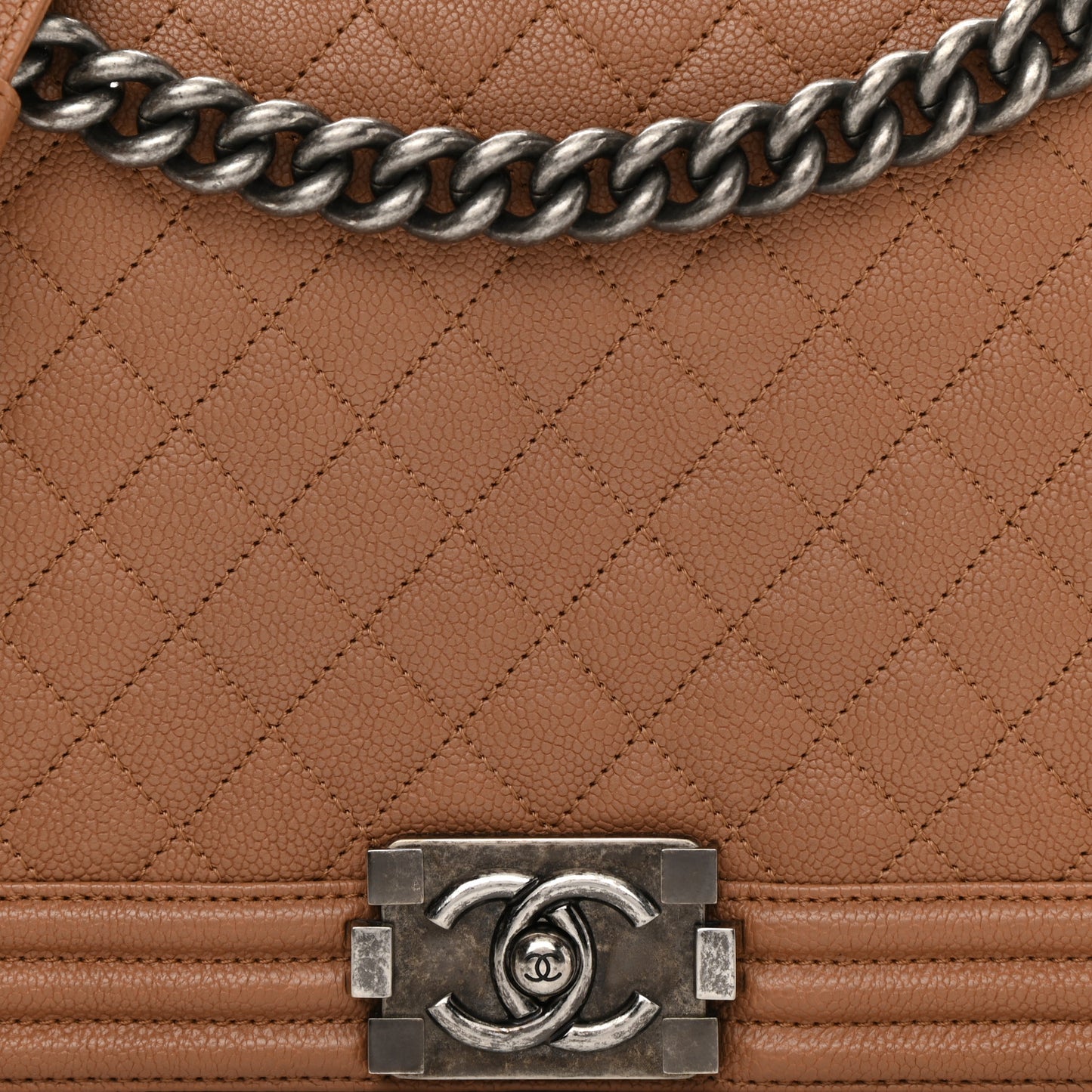 Caviar Quilted New Medium Boy Flap Camel