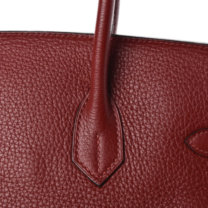 Hermes Taurillon Clemence Birkin 35 Rouge H 14 of 37