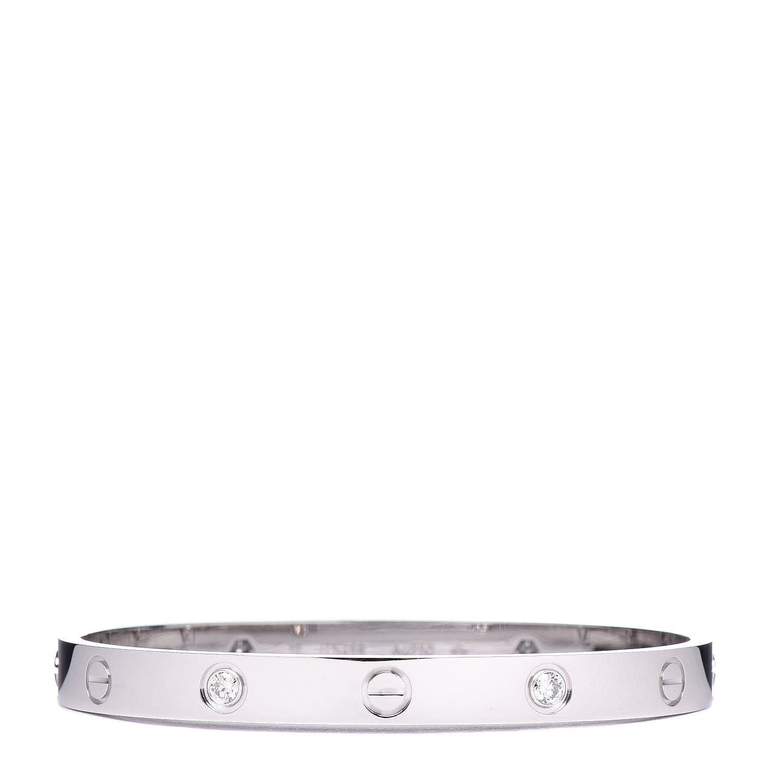 Cartier 18K White Gold 4 Diamond LOVE Bracelet 17 1 of 7