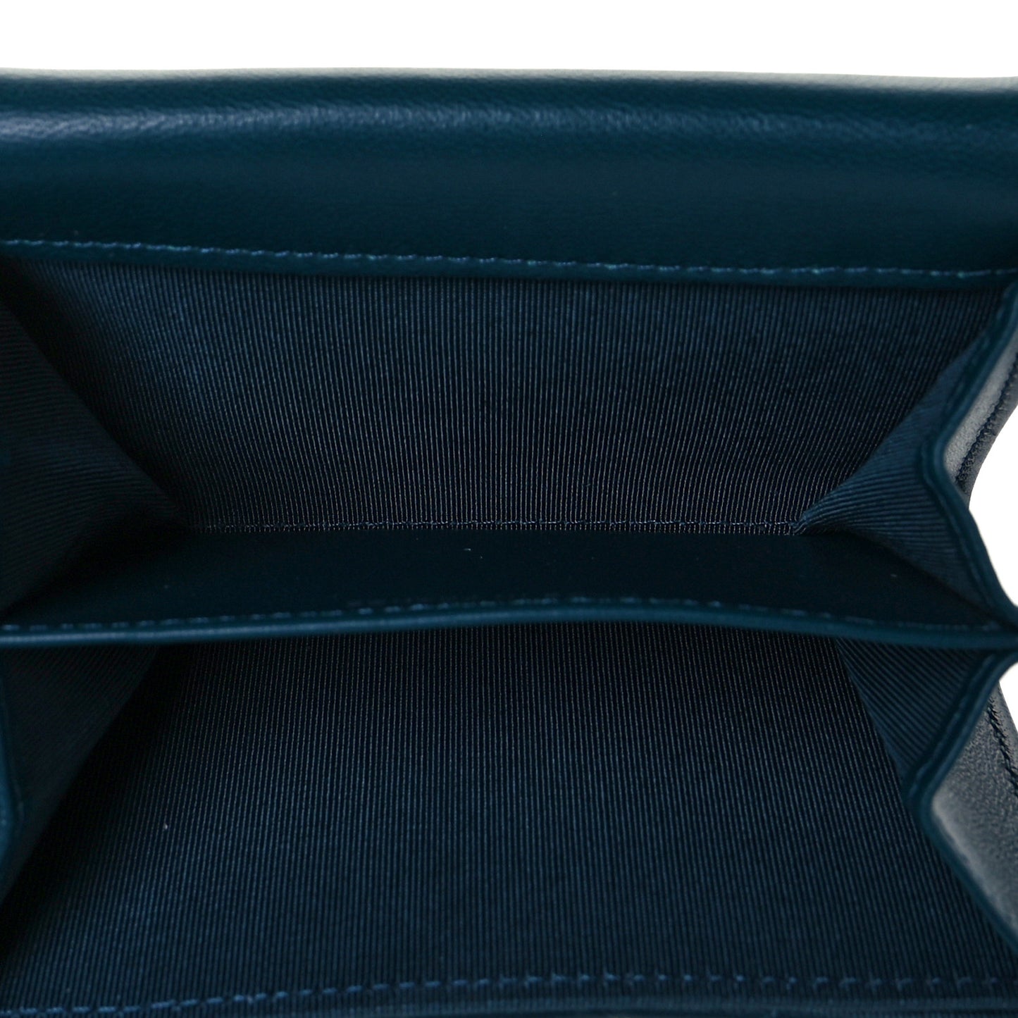 Lambskin Quilted Flap Card Holder Wallet Dark Turquoise