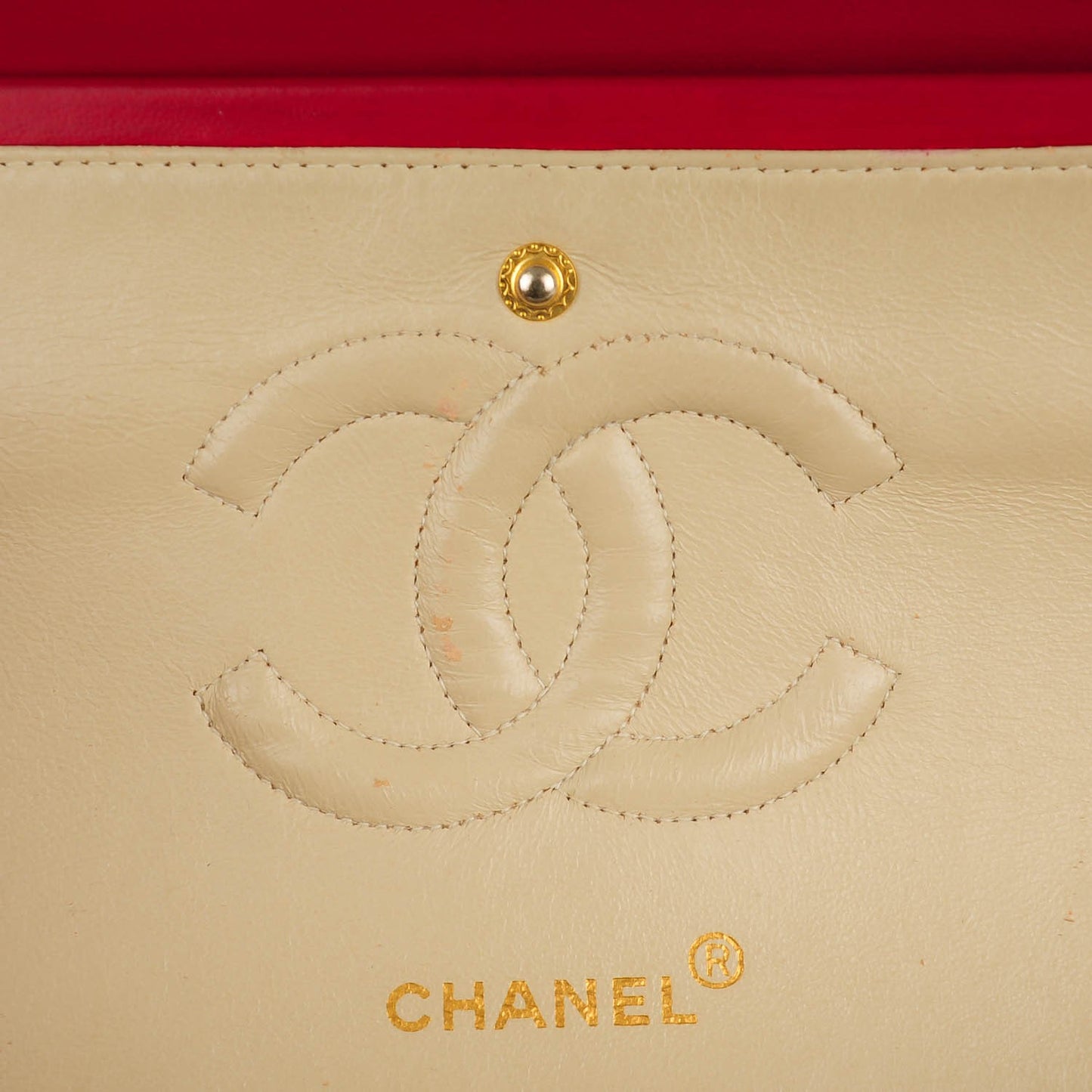 Lambskin Quilted Medium Double Flap Red