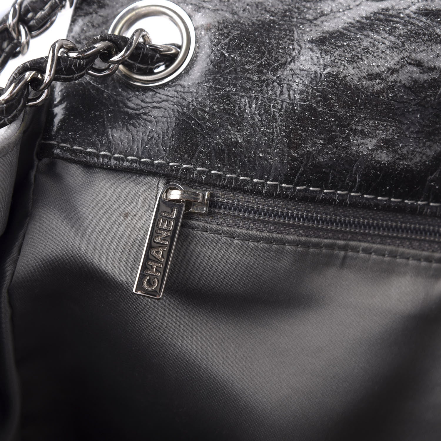 Chanel Vinyl Quilted Jumbo Melrose Degrade Flap Black 9 of 15