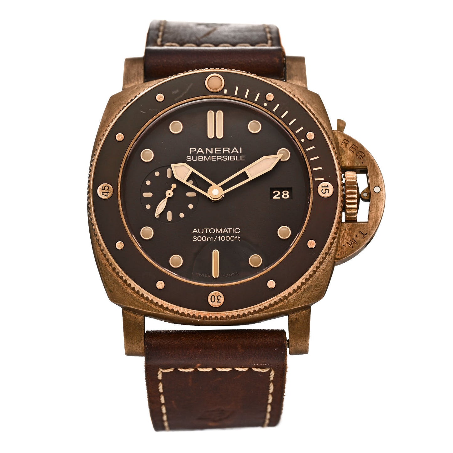 Bronze Calfskin 47mm Luminor Submersible Automatic Watch Brown PAM00968