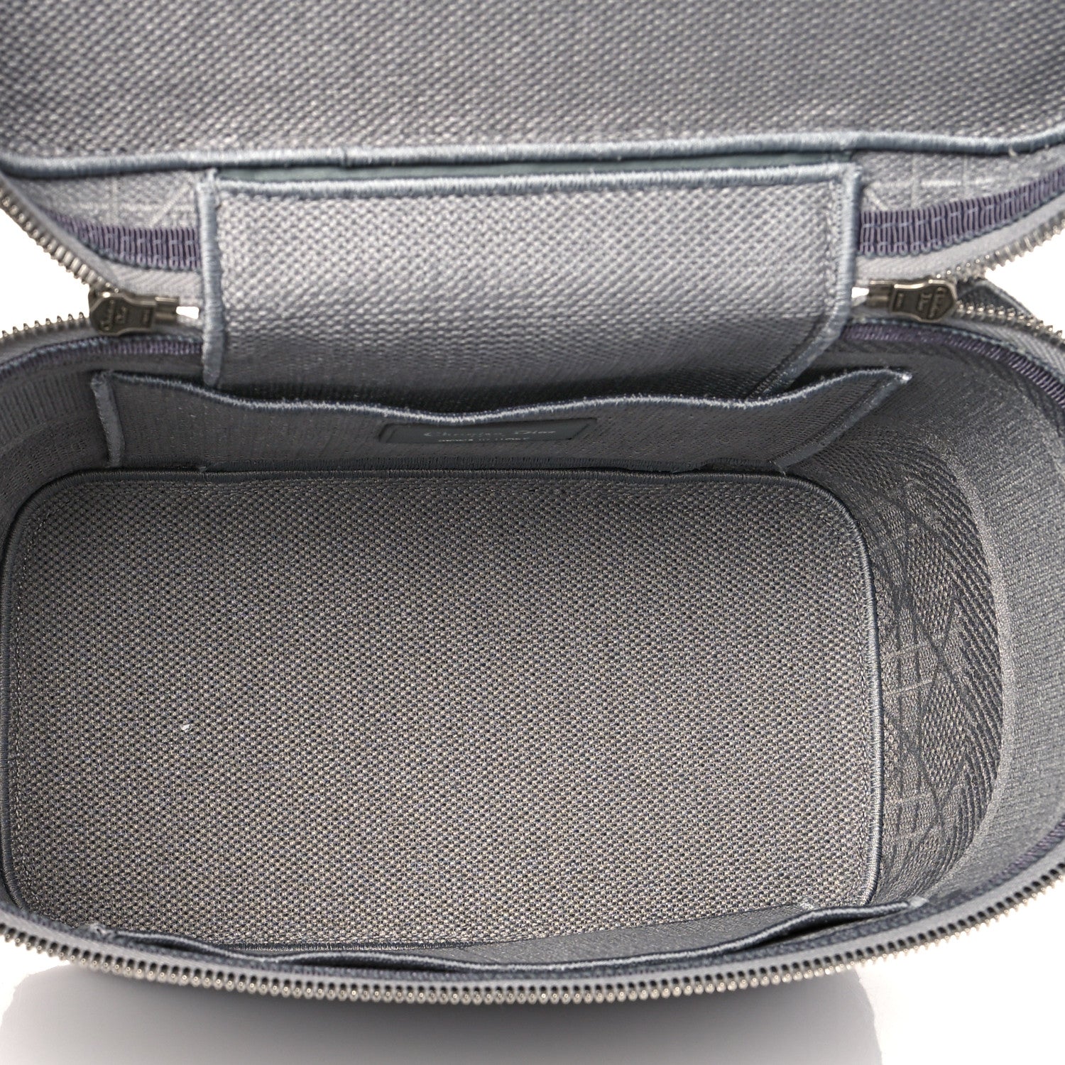 Christian Dior Canvas Embroidered Cannage Diortravel Vanity Case Grey 5 of 9