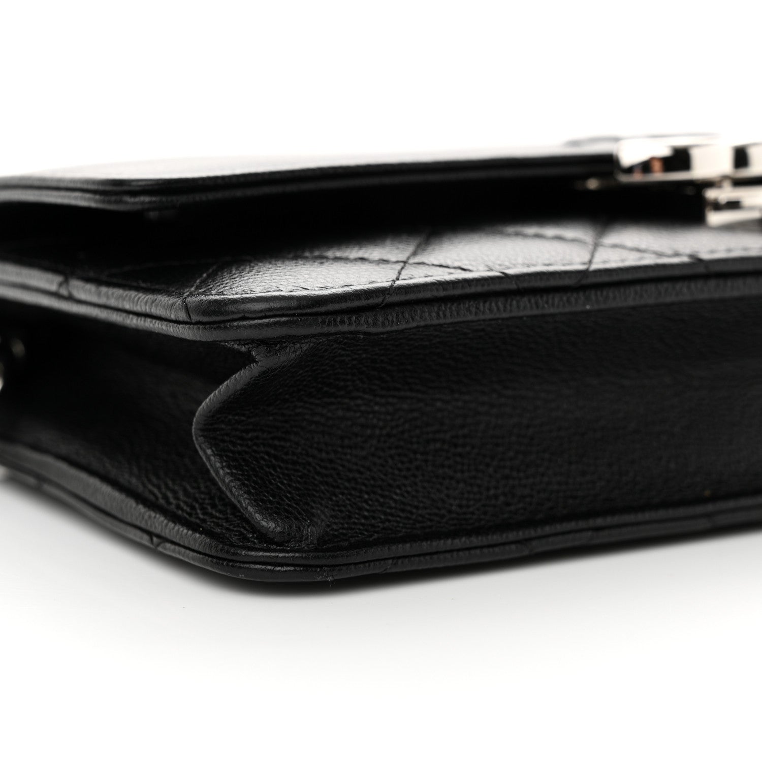 Chanel Grained Calfskin Quilted CC Box Wallet On Chain WOC Black 10 of 13