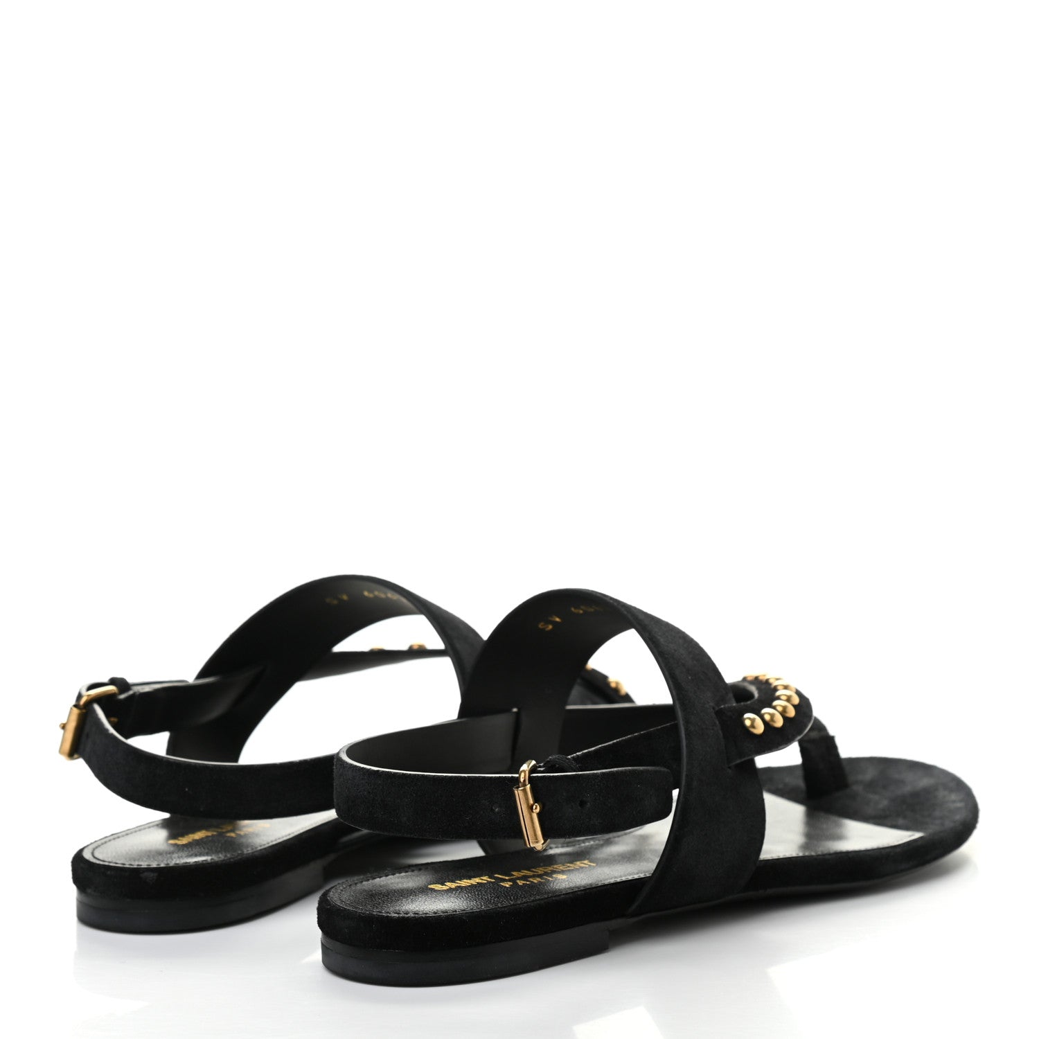 Saint Laurent Suede Studded Gia Sandals 38 Black 4 of 8