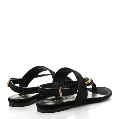 Saint Laurent Suede Studded Gia Sandals 38 Black 4 of 8