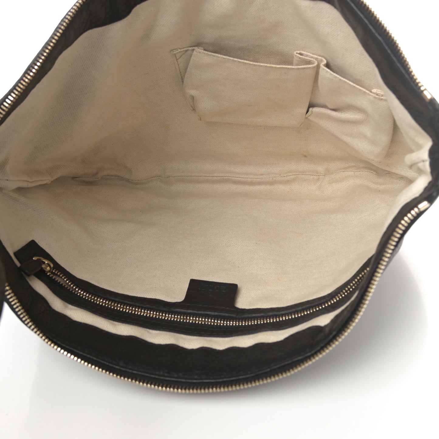 Pebbled Calfskin Vintage Web Medium Half Moon Hobo Black