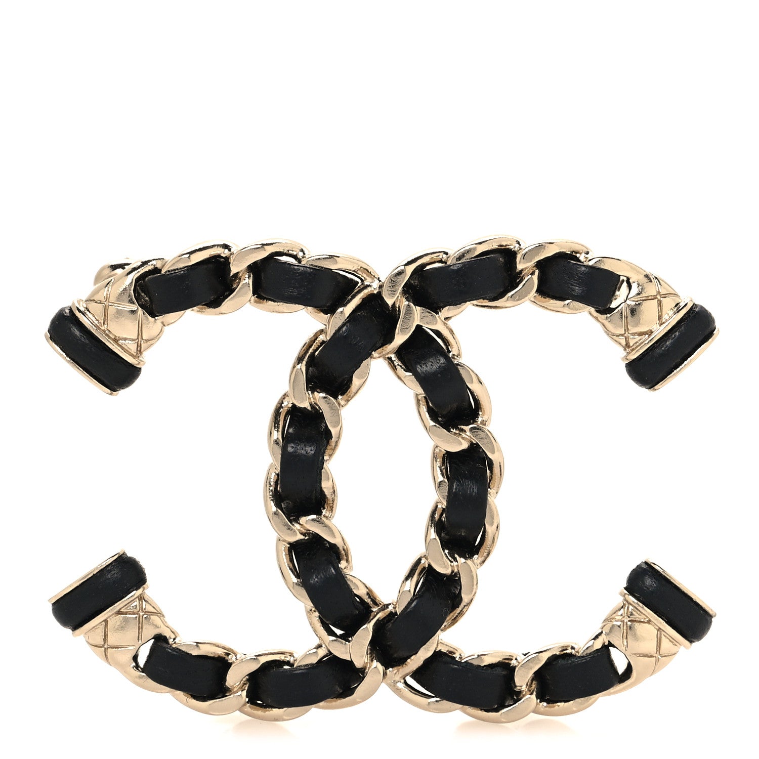 Chanel Lambskin CC Chain Brooch Black Gold 1 of 4