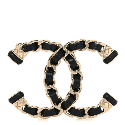 Chanel Lambskin CC Chain Brooch Black Gold 1 of 4