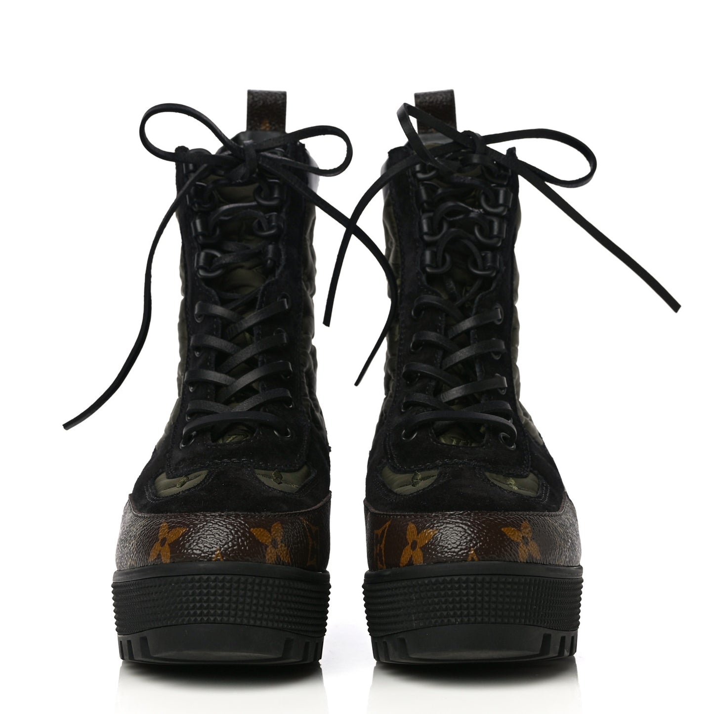 Suede Calfskin Monogram Laureate Platform Desert Boots 37 Black