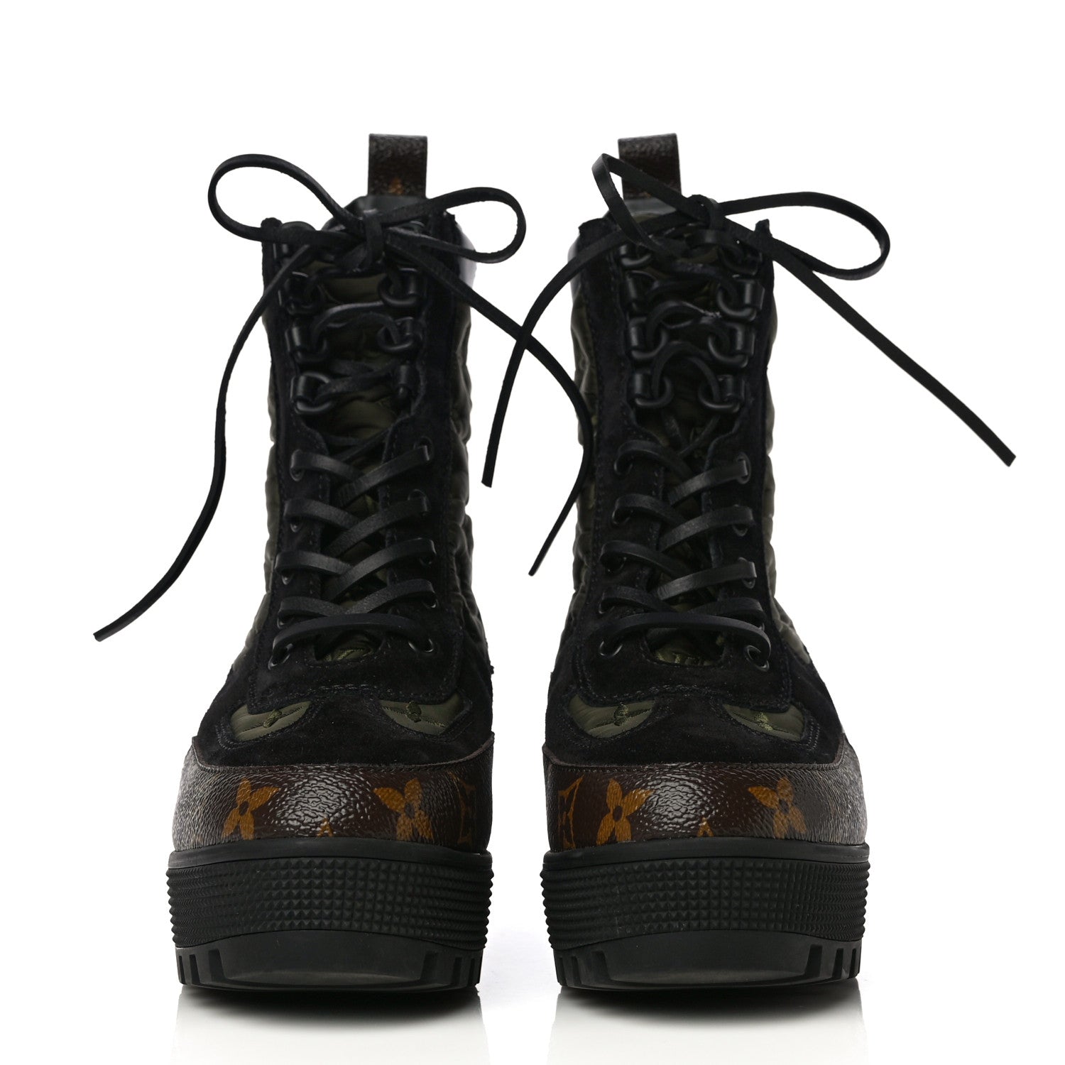 Louis Vuitton Suede Calfskin Monogram Laureate Platform Desert Boots 37 Black 2 of 12