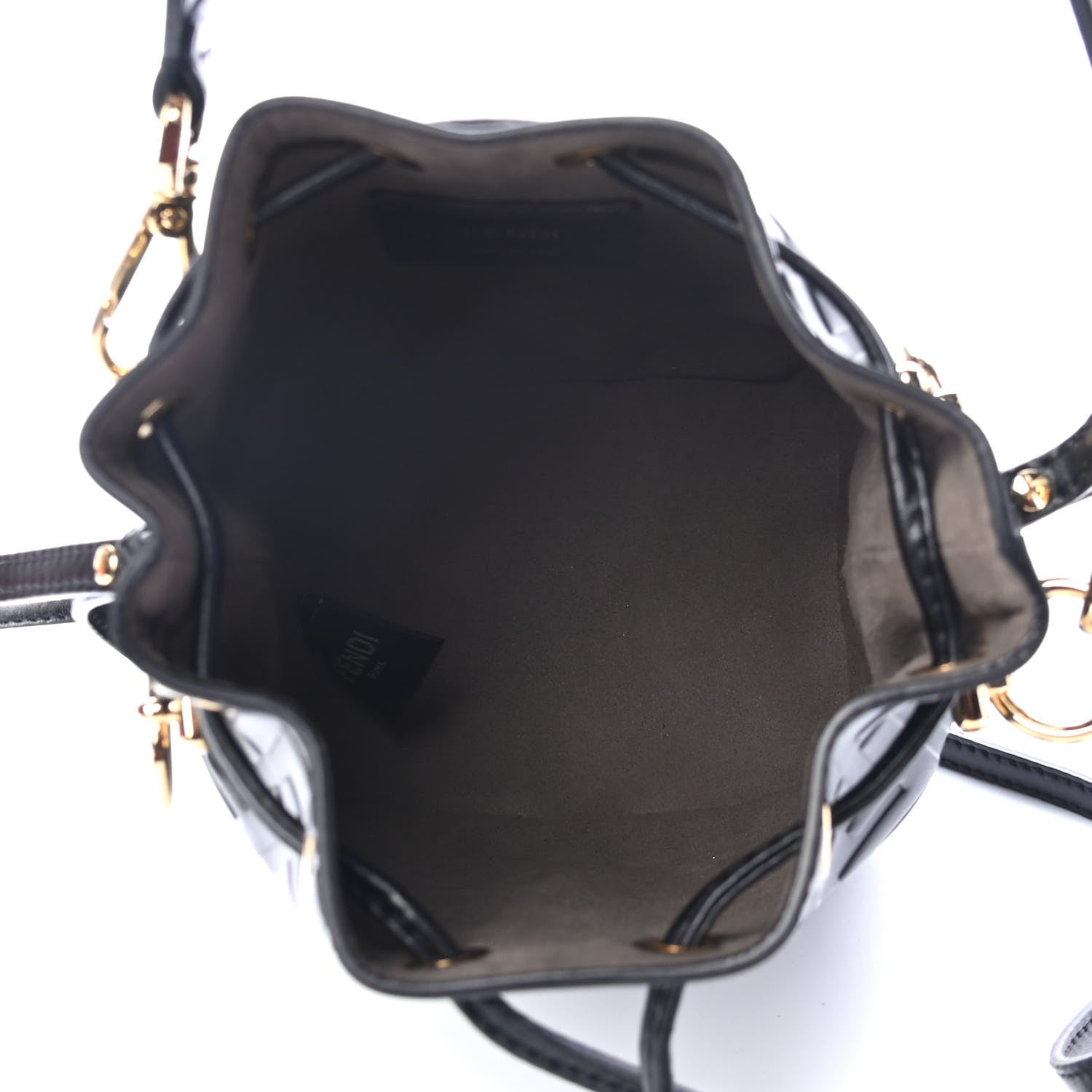 Fendi Vitello Liberty F is Fendi FF 1974 Embossed Mini Mon Tresor Bucket Bag Black 4 of 4