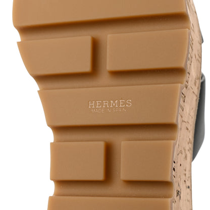 Hermes Calfskin Cork Eze 30 Sandals 38 Black 8 of 9