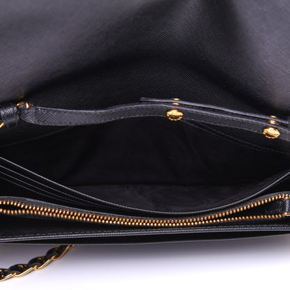 Prada Saffiano Metal Oro Chain Wallet Black 5 of 13