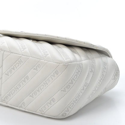 Balenciaga Calfskin Logo Matelasse S BB Round Shoulder Bag White 6 of 9
