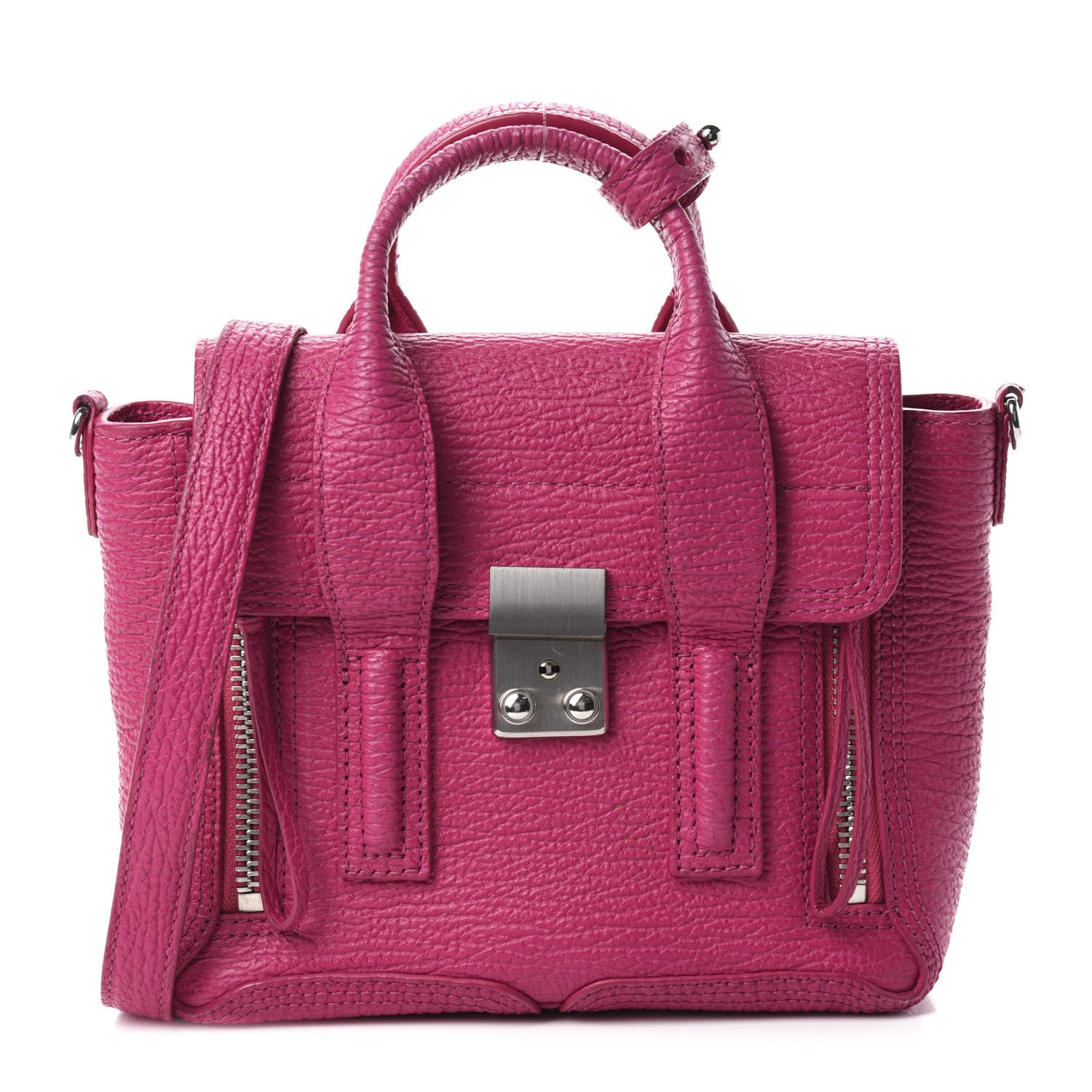3.1 Phillip Lim 3.1 Textured Calfskin Mini Pashli Satchel Magenta 1 of 10