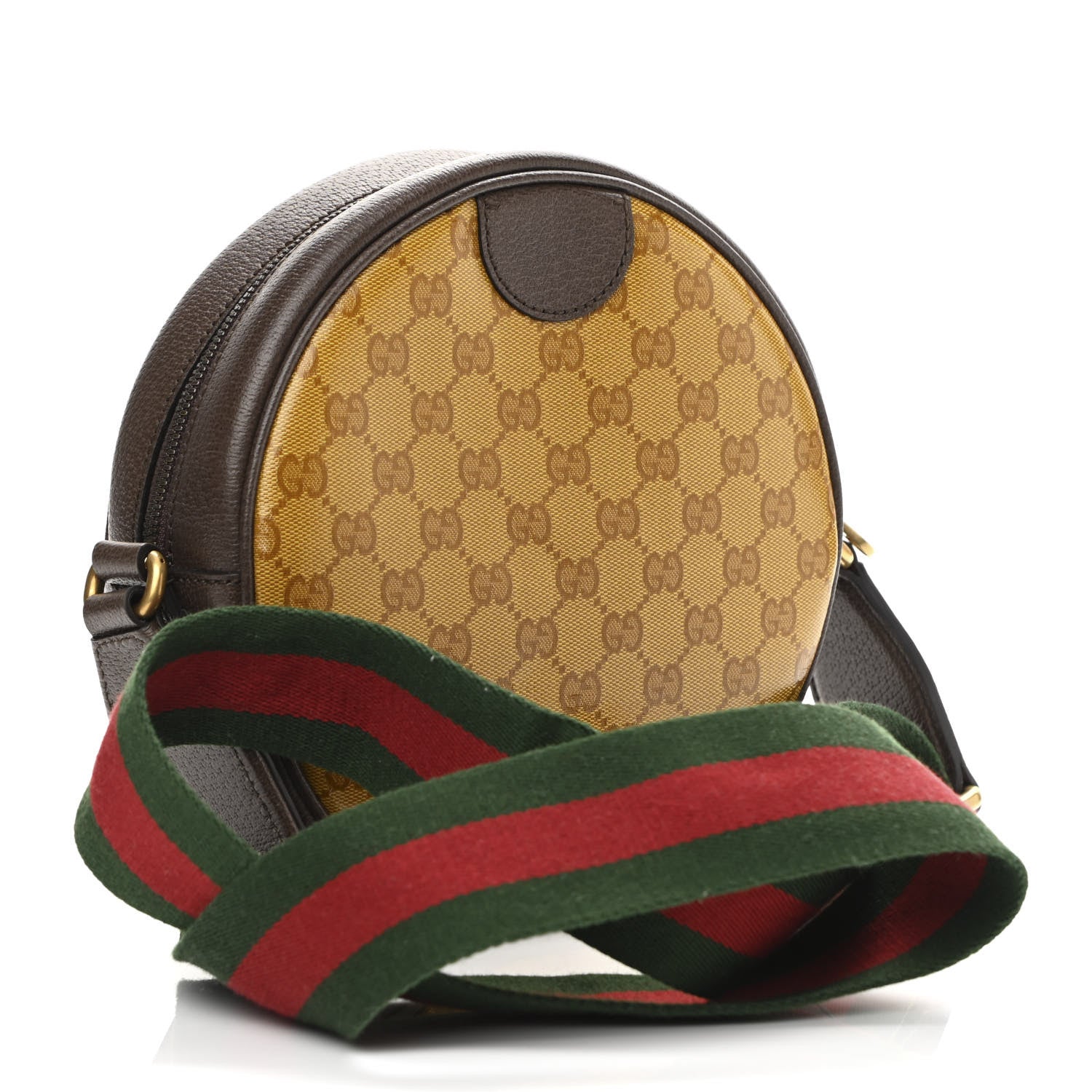 Gucci X ADIDAS Crystal Vintage Monogram Textured Dollar Calfskin Web Trefoil Small Ophidia Round Shoulder Bag Mid Natural Nut Off White New Acero 3 of 11