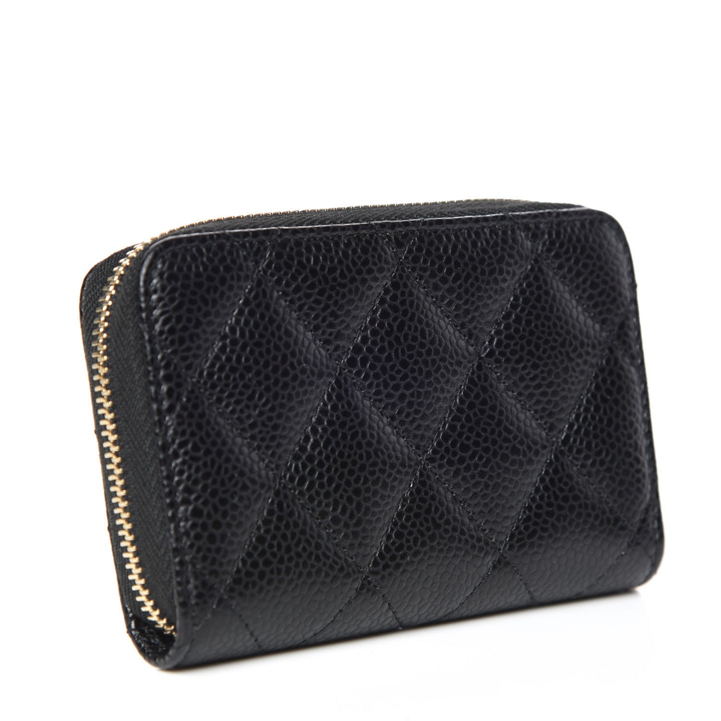 Caviar Quilted Zip Coin Purse Black