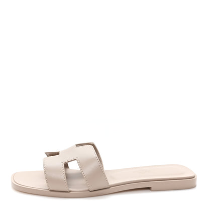 Hermes Box Calfskin Oran Sandals 36.5 Beige Mastics 1 of 10