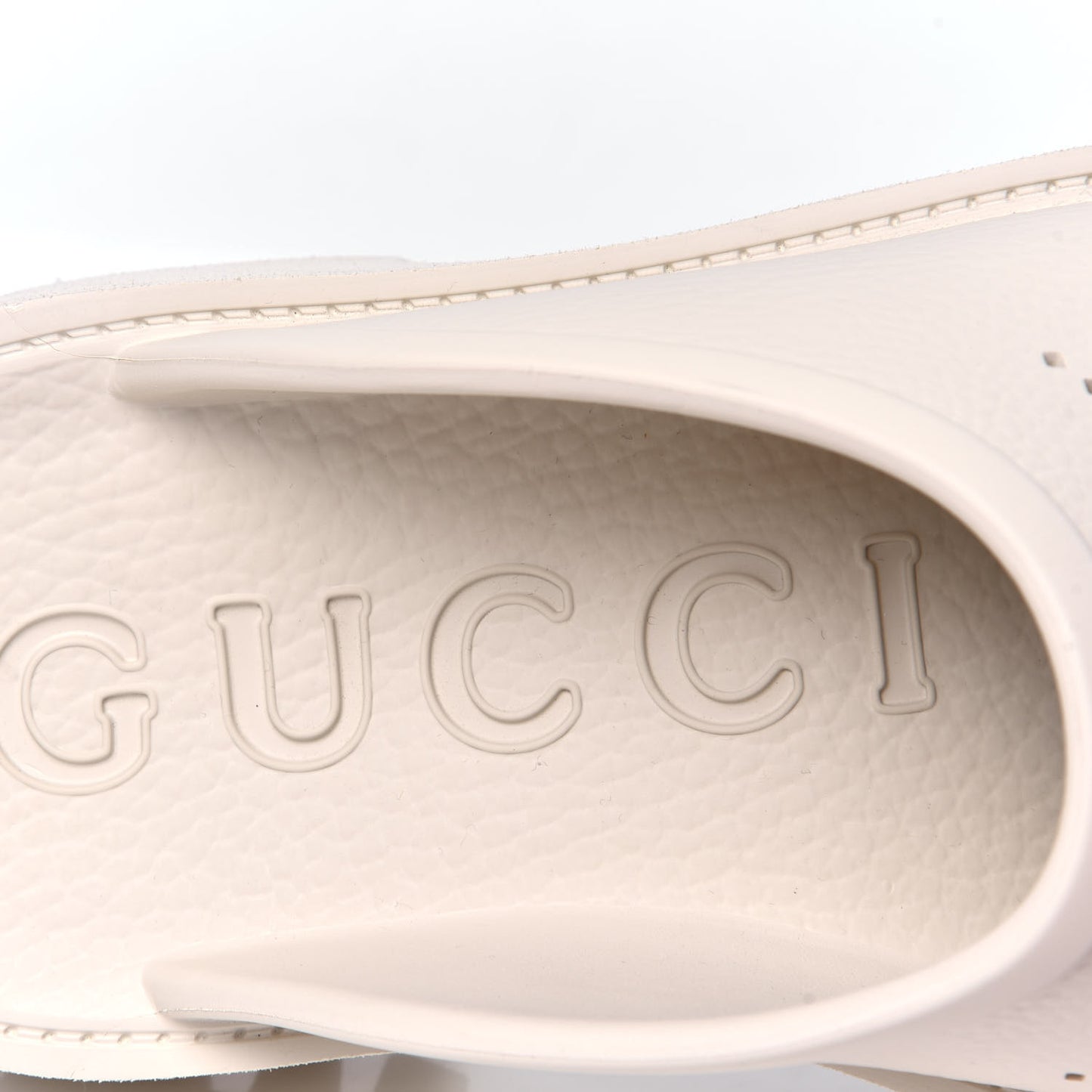 Rubber GG Monogram Perforated Elea Platform 55mm Lug Sole Sandals 37 Mystic White