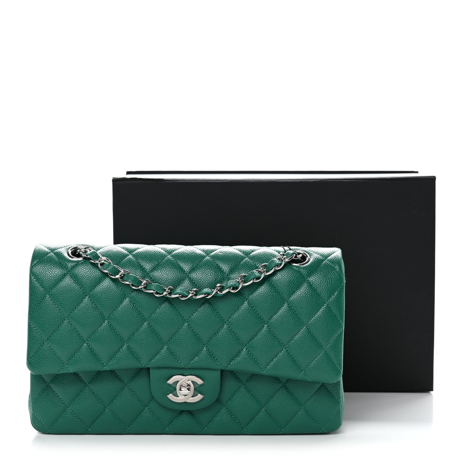 Chanel Caviar Quilted Medium Double Flap Green 11 of 11