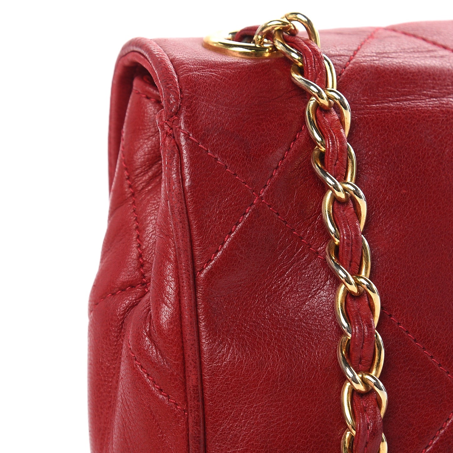 Lambskin Quilted CC Shoulder Bag Red