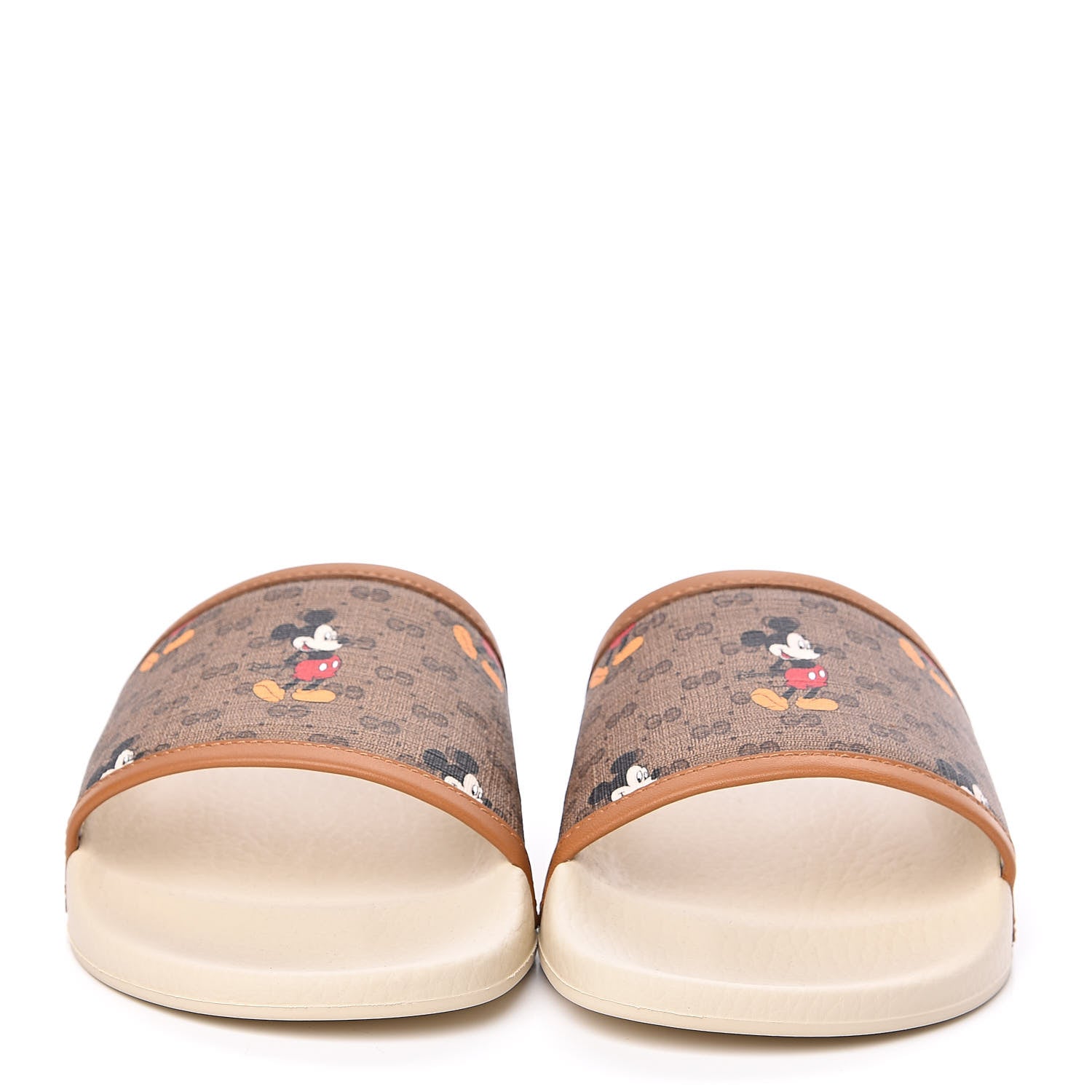 Gucci X DISNEY Mini Vintage GG Supreme Monogram Mickey Mouse Womens Slide Sandals 37 Beige Vintage Sun Oil 2 of 11