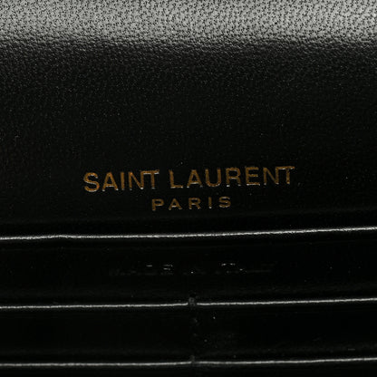 Saint Laurent Matelasse Chevron Monogram Envelope Chain Wallet Black 6 of 8