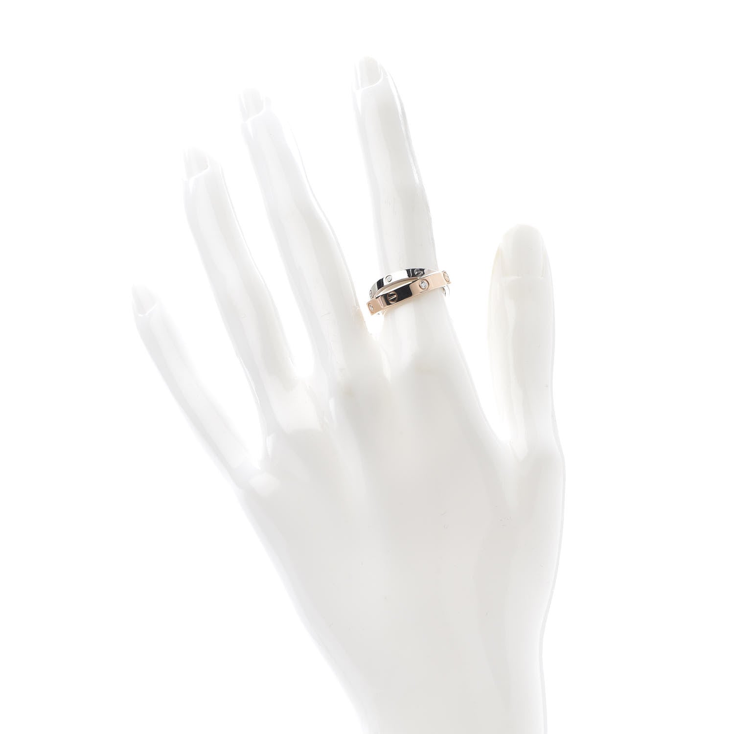Cartier 18K Pink White Gold 6 Diamond LOVE Ring 50 5.25 2 of 4