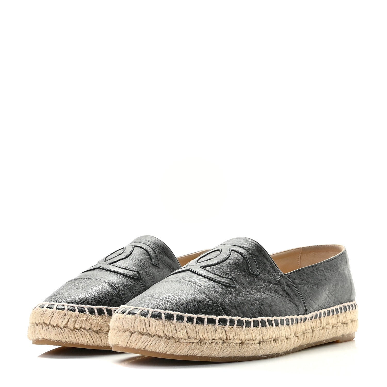 Chanel Lambskin CC Espadrilles 38 Black 2 of 15