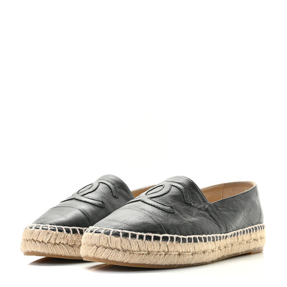 Chanel Lambskin CC Espadrilles 38 Black 2 of 15