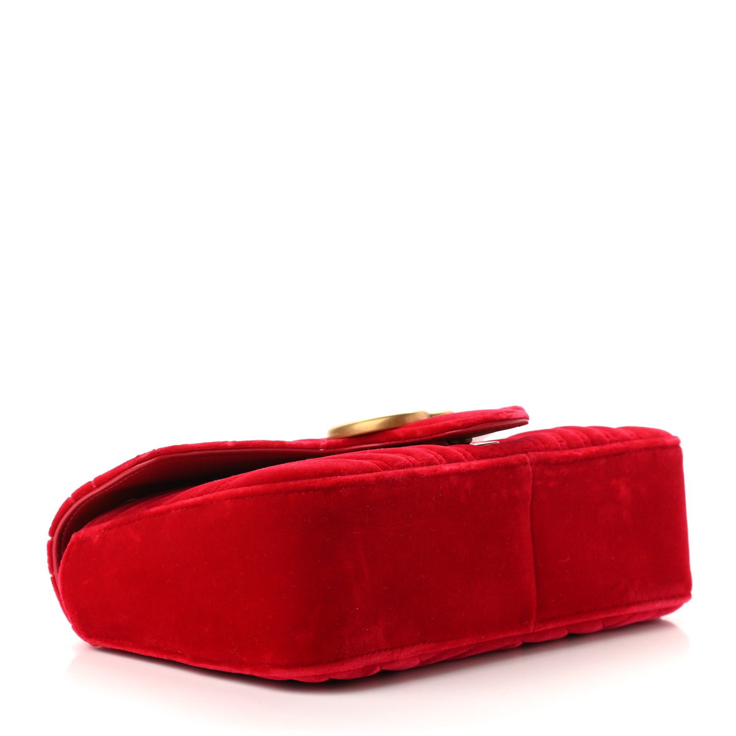 Velvet Matelasse Small GG Marmont Shoulder Bag Hibiscus Red