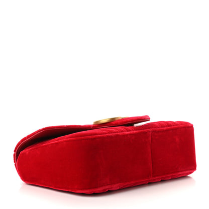 Gucci Velvet Matelasse Small GG Marmont Shoulder Bag Hibiscus Red 4 of 9