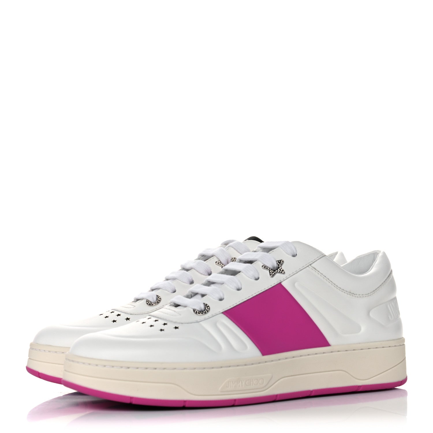 Jimmy Choo Calfskin Sneakers 40 White Pink 3 of 8