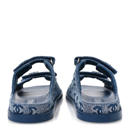 Chanel Denim CC Velcro Dad Chain CC Slide Sandals 39 Blue 6 of 11