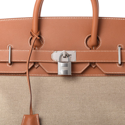 Hermes Toile De Camp Evercolor HAC Birkin 50 Ficelle Gold 10 of 11