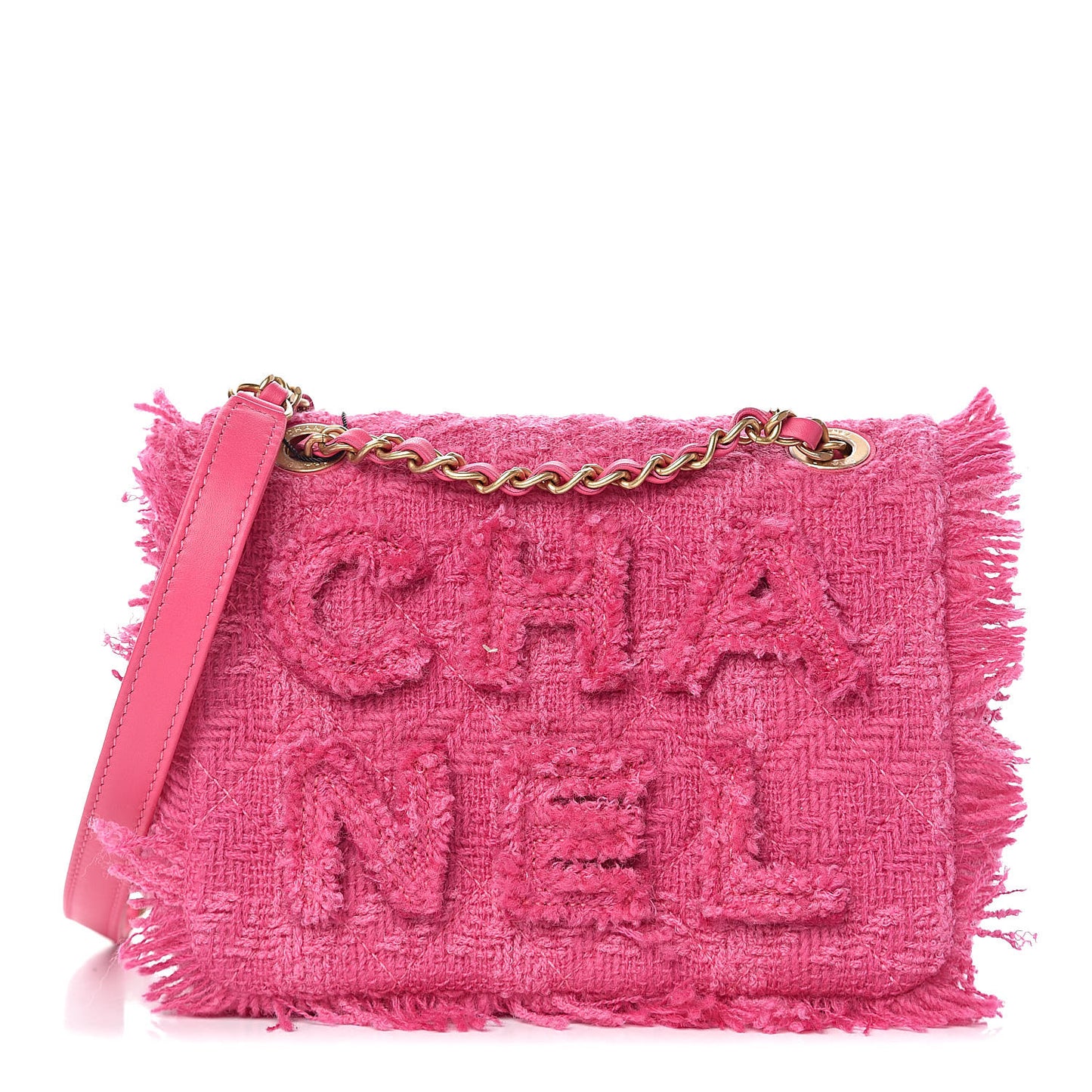 Wool Tweed Giant Logo Flap Bag Pink