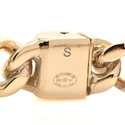 Chanel Metal CC Chain Link Choker Necklace S Gold 4 of 5