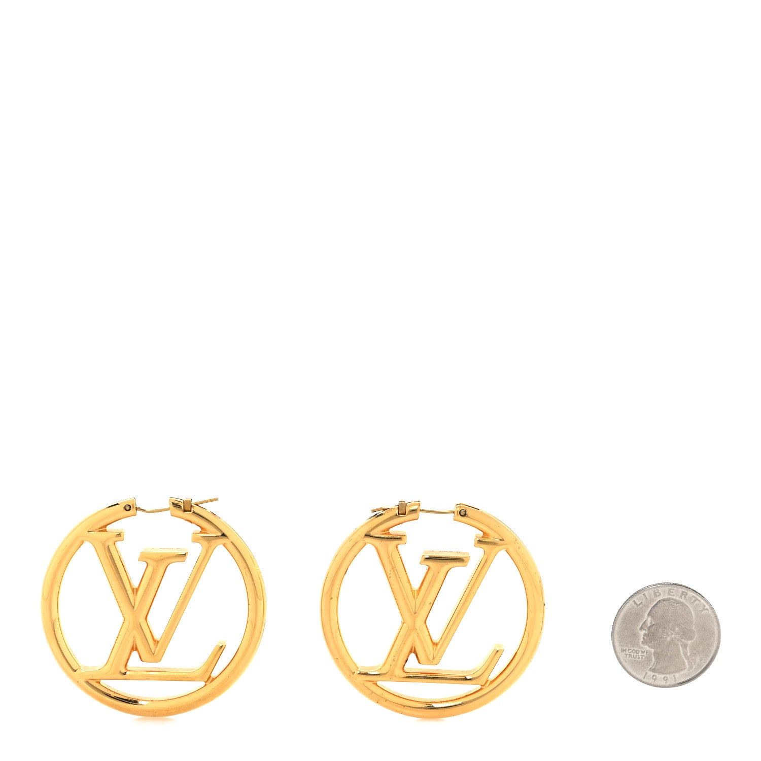 Louis Vuitton Metal Louise Hoop Earrings Gold 2 of 4